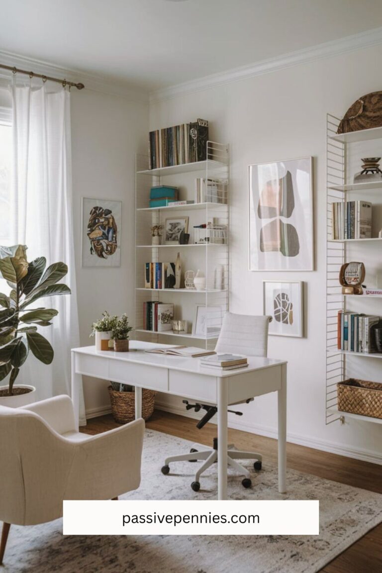 This White Home Office Aesthetic? Straight-Up Dreamy